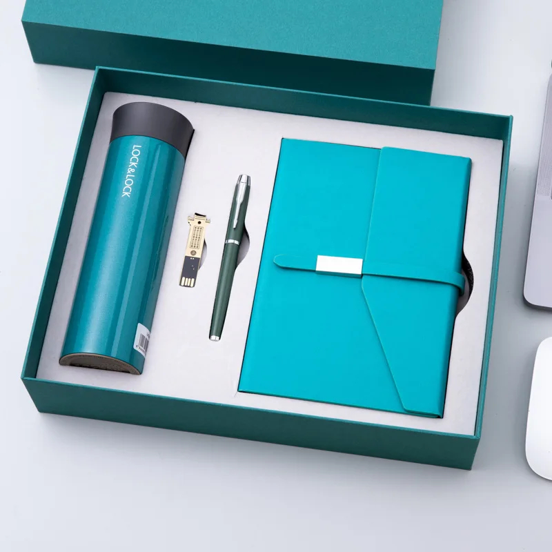 Custom Notebook Set with Pen and Thermos Cup Flask Umbrella USB Power Bank 6