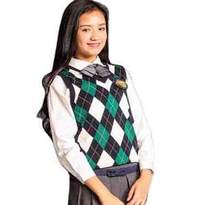 Unisex High Quality Pullover Sweater Plain Sleeveless Argyle Pattern V-Neck Design for Primary