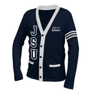 Unisex Navy & White Custom Embroidered   Varsity Greek Apparel College Sweatshirt Winter Print Pattern Unisex Fit