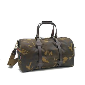 Bee Waxed Canvas Camouflage Duffle  Top Cowhide Leather Men Custom Logo Sustainable Camo Overnight Travel  for Business