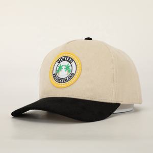 Custom Embroidery Patch Logo 5 Panel Mens Sports Gorras,Adjustable Double Strap Corduroy Baseball Cap,Outdoor Dad