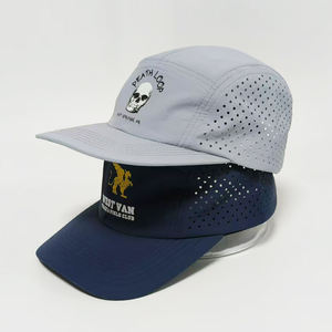 Custom Waterproof Nylon 5 Panel Breathable Flat Brim Unstructured Camp Trucker  Baseball Caps For Men