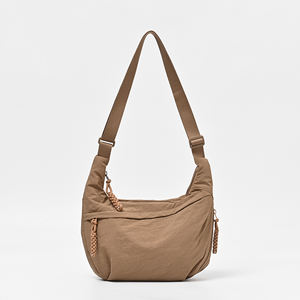 Custom Women Casual Messenger  Nylon Fabric Multi Pockets Large Capacity Shoulder  Wheat Zipper Cloth Sling