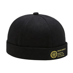 2020 the Most Popular 100% Cotton Cheap Custom 6 Panel Brimless Custom Label Embroidered Wag Skull Skully Melon Caps