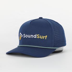 Oem High Quality Wholesale Custom 5 Panel Sport Rope Polyester Baseball Cap Laser Cut Hole Golf Dad  Embroidery Logo Gorras