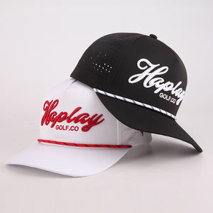 Custom Embroidery Logo 5 Panel Waterproof Polyester Sport Golf ,Laser Cut Perforated Dad Gorras,Rope Baseball Cap