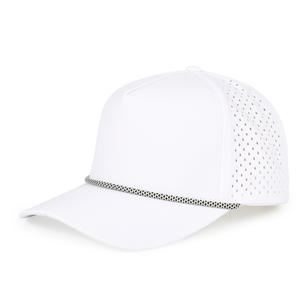 Factory Customized  Laser Perforated Rope  Water Protection 5 Panel Cap Waterproof Golf Cap With Rope