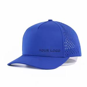 Custom Logo Men 6 Panel Laser Cut Hole Perforated Performance Water Proof ,Waterproof Sport Baseball Cap,Quick Dry Dad