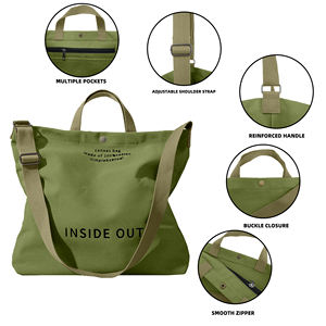 Hot Sales Large Capacity Reusable Eco Friendly Casual Shoulder Crossbody Cotton Canvas Tote