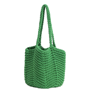 Popular Design Large Capacity Solid Color 100%Wool Handmade Knitted Crochet Casual Tote