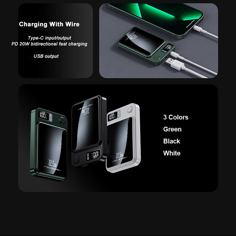 10,000mAh Magnetic Power Bank with 22.5W Wireless Charging 8