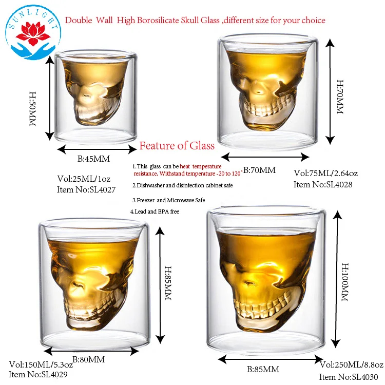 Viking Double Wall Shot Glasses 25-250ML 9