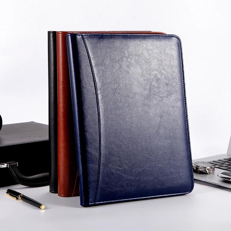 A4 Eco-Friendly Vegan Leather Zip Portfolio with Notepad 6