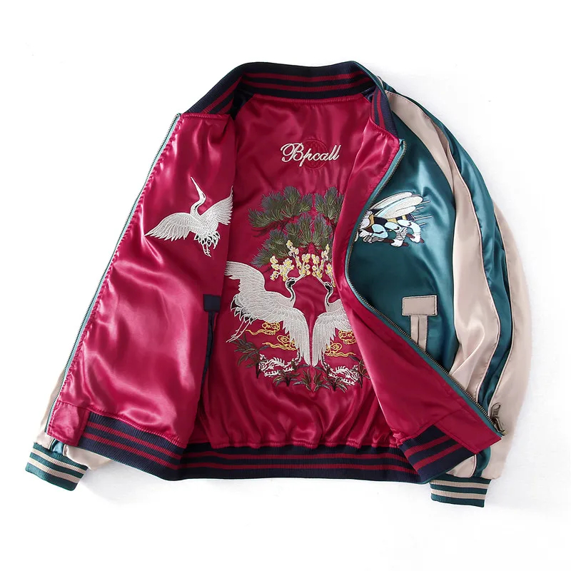 Satin Varsity Jacket with Embroidery 5