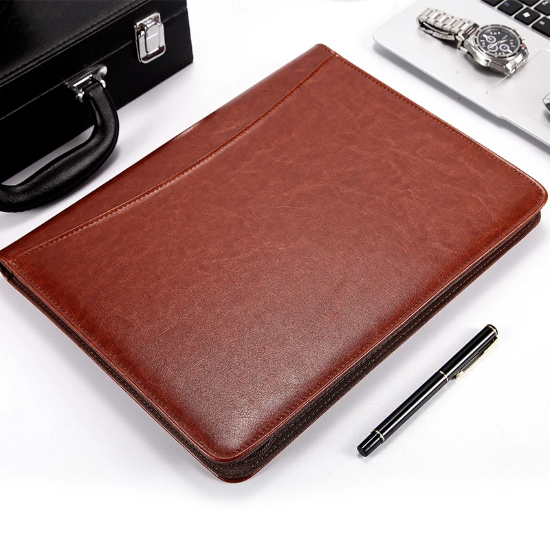 A4 Eco-Friendly Vegan Leather Zip Portfolio with Notepad 8