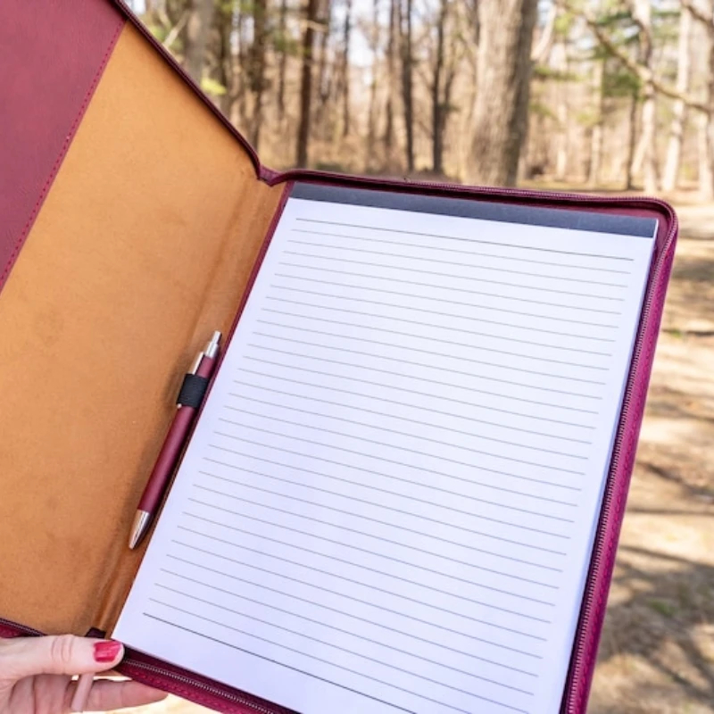 Eco-Friendly Vegan Leather Business Portfolio with Zipper and Large Pocket 3