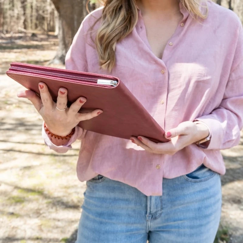 Eco-Friendly Vegan Leather Business Portfolio with Zipper and Large Pocket 4