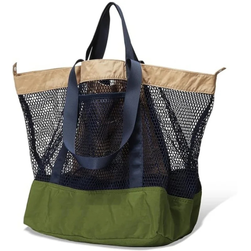 Eco-Friendly rPET Foldable Mesh Beach Tote Bag with Storage Pouch 5
