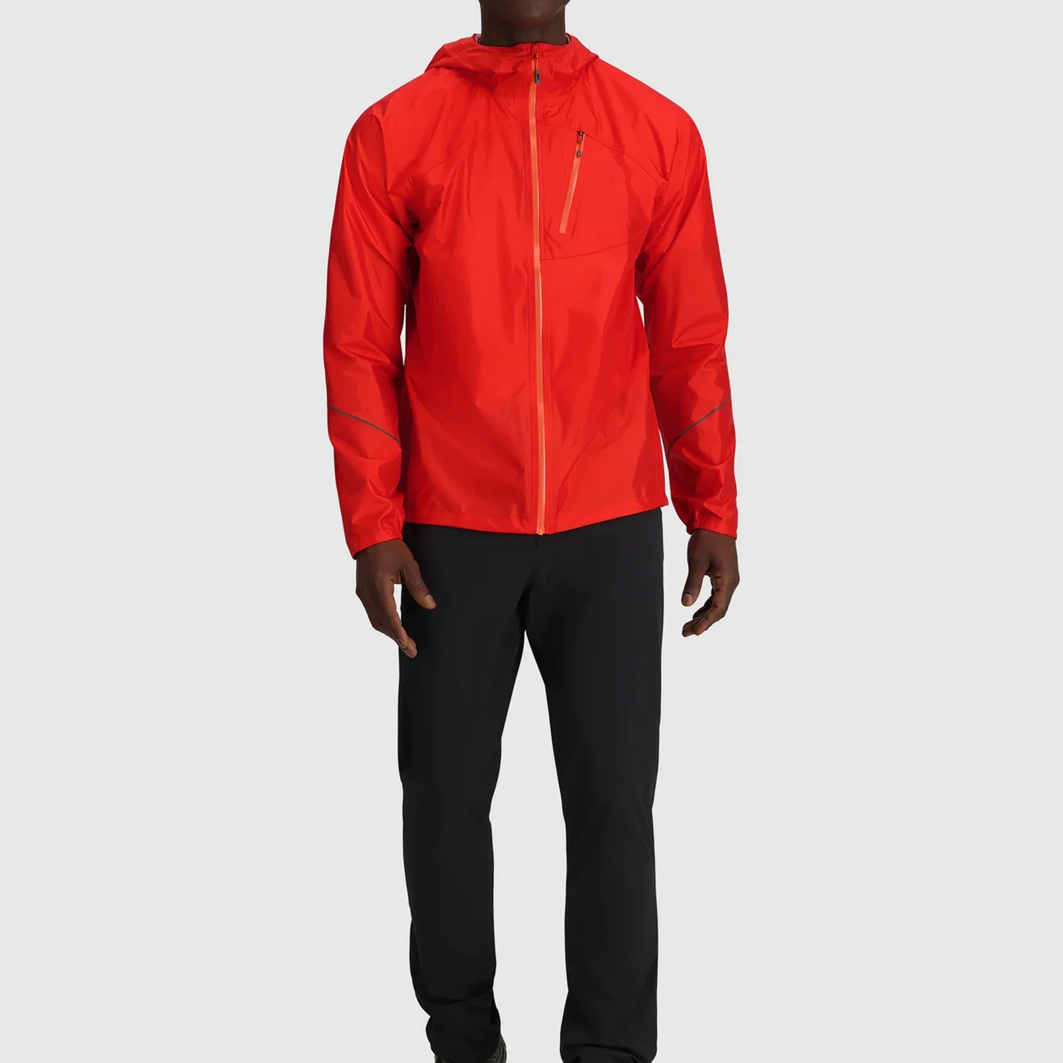 Eco-Friendly rPET Red Waterproof Windbreaker Jacket 4