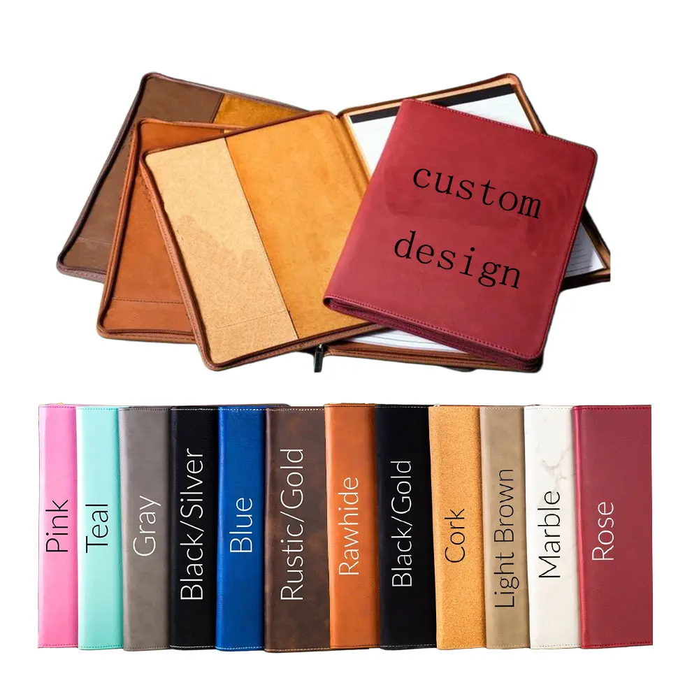Eco-Friendly Vegan Leather A4 Portfolio with Notepad & Zipper 60