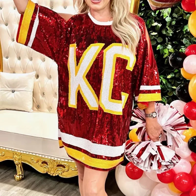 Eco-Friendly rPET Custom Sequin Jersey Dress 4