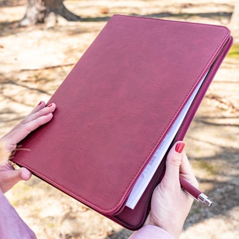 Eco-Friendly Vegan Leather Business Portfolio with Zipper and Large Pocket 2