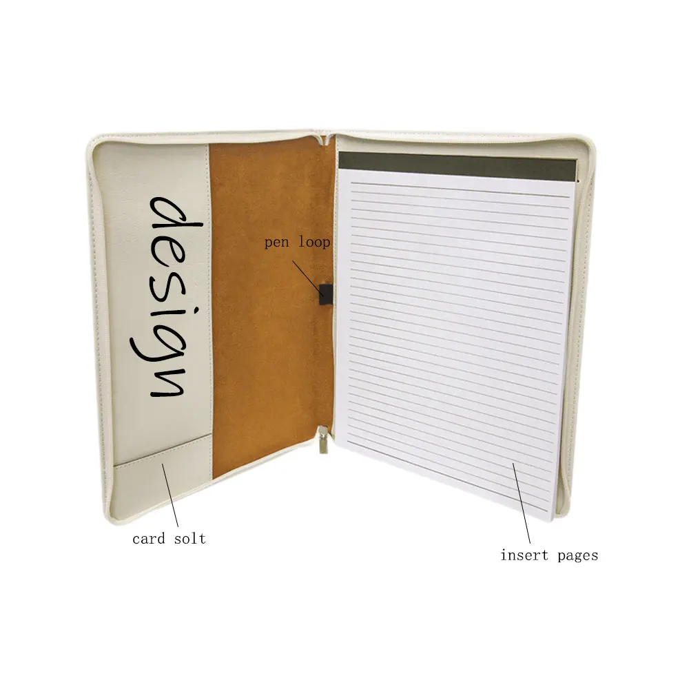 Eco-Friendly Vegan Leather A4 Portfolio with Notepad & Zipper 61