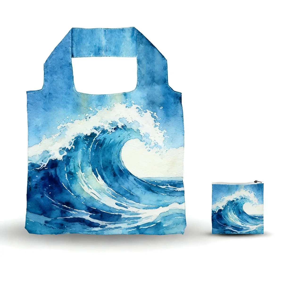 Eco-Friendly rPET Large Reusable Foldable Tote Bag - Lightweight, Waterproof, Portable 2