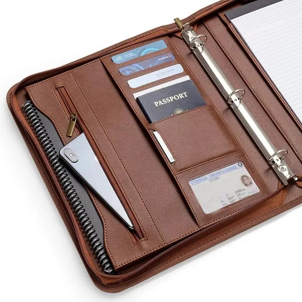 A5/B5 Leather Spiral Binder Journal with Zipper and Planner 3