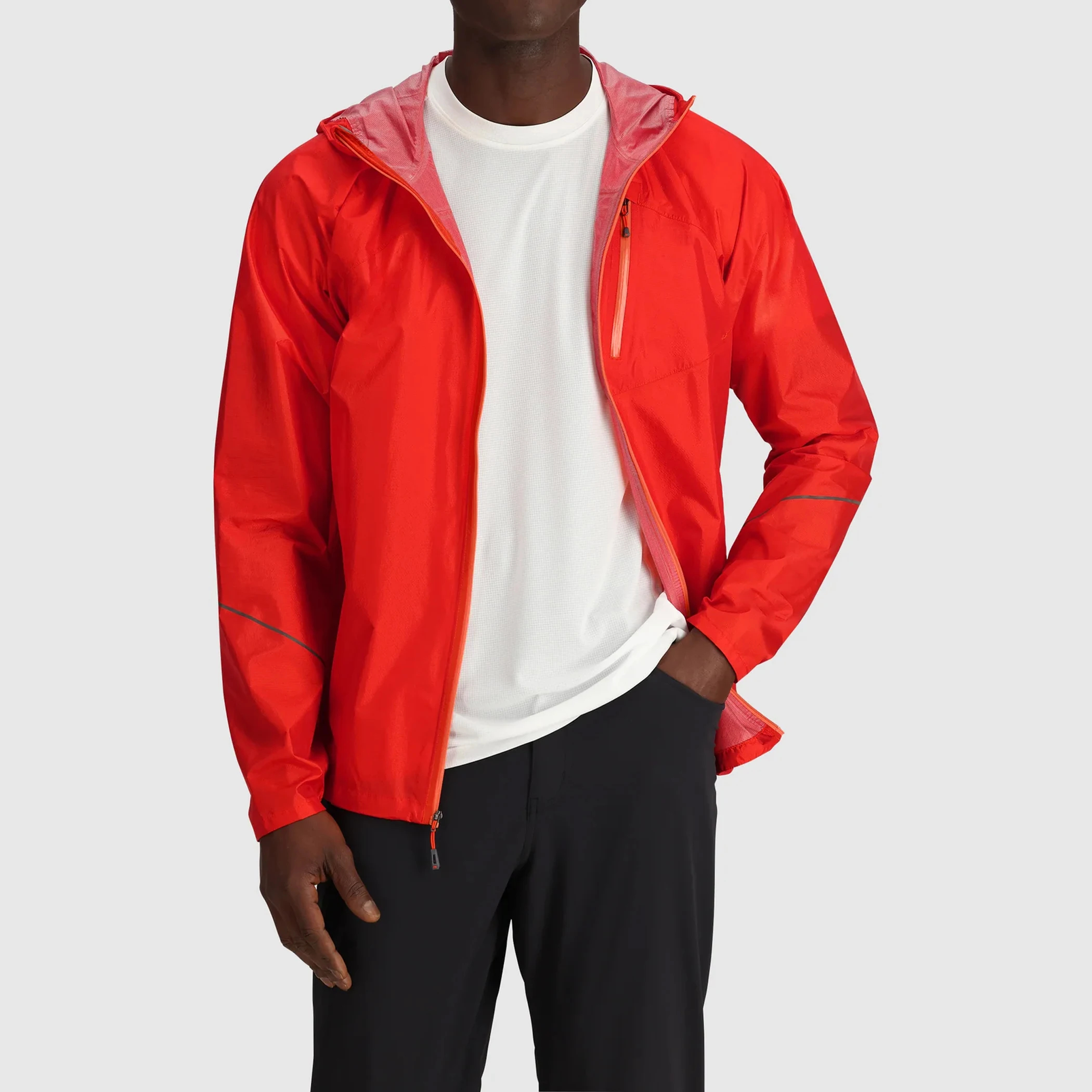 Eco-Friendly rPET Red Waterproof Windbreaker Jacket 3