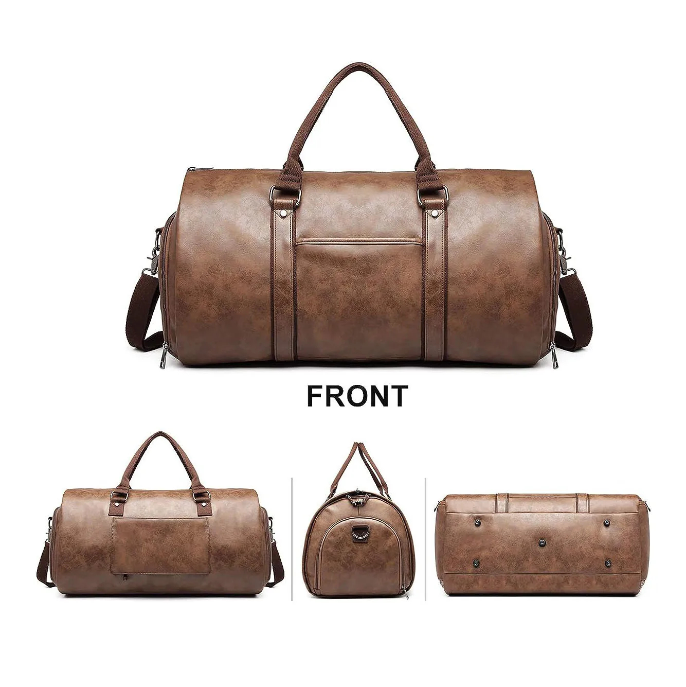Vegan Luxury Leather Travel Duffle Garment Bag 3