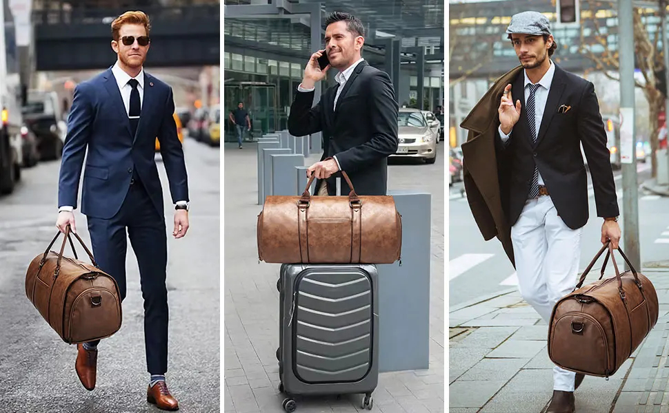 Vegan Luxury Leather Travel Duffle Garment Bag 5