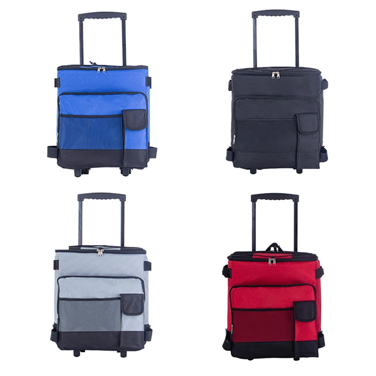 38l Collapsible Rolling Leakproof Insulated Soft Cooler Bag With Wheels