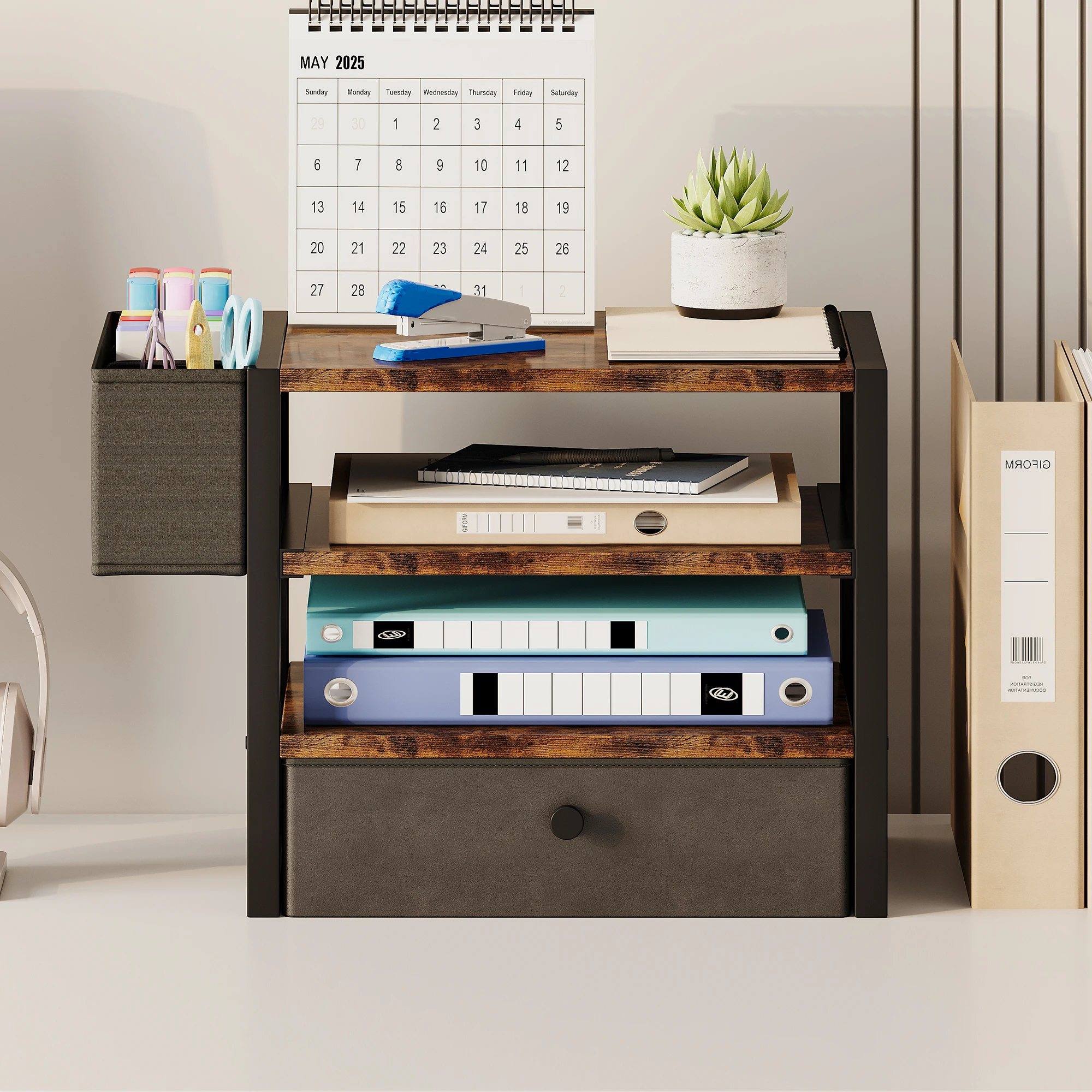 Custom Executive Wood And Metal Desktop Organizer Valor Essential