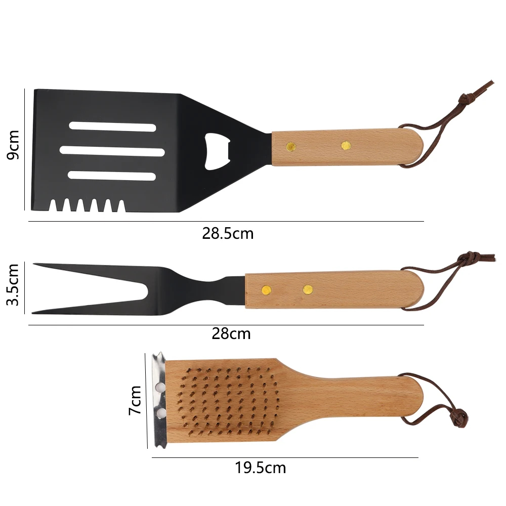 Custom Premium Grill Tool Wooden Handle Set Arizona Essential