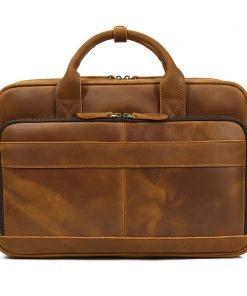 Custom Full-Grain Leather Executive Briefcase - Windsor Essential