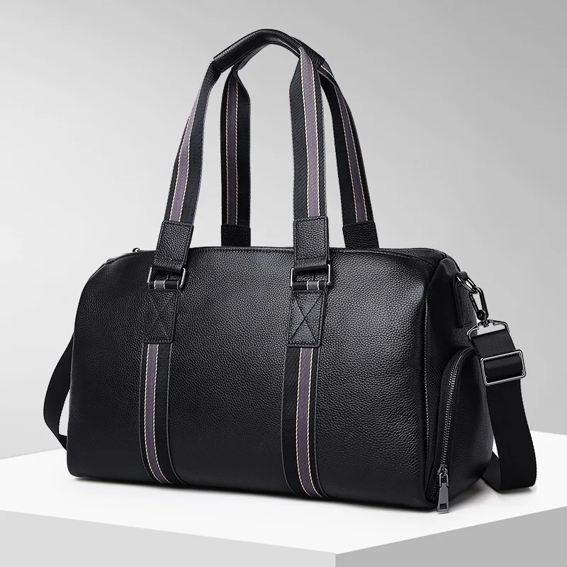 Business Casual Genuine Leather Duffel Bag Large Capacity