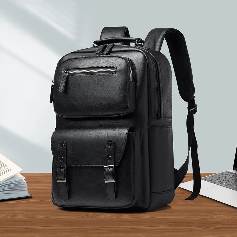 Custom Vintage Leather Backpack Men Large Capacity