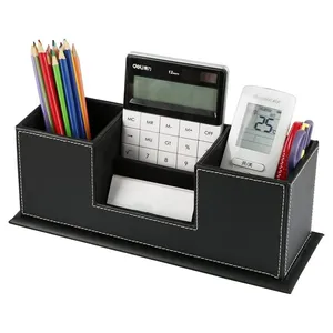 10% off Table Top Pen Holder PU Leather Pencil Case Stand Storage Box Desk Organizer