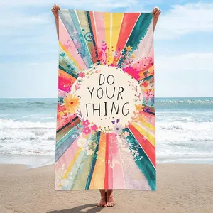 Absorbent Microfiber Personalized Name Print Beach Towel