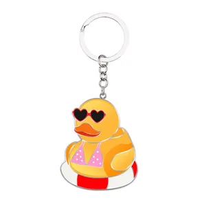 Custom Logo Travel Gift Nautical Souvenir Duck Keyring Alloy Metal Funny Duck Keychain