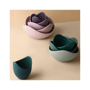 Eco-Friendly Ceramic Serving Bowl Set, Handmade Colorful Salad/Noodle Bowls