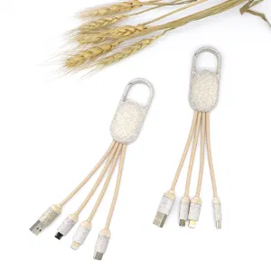 Eco-Friendly Wheat Straw 3-in-1 USB Charging Cable