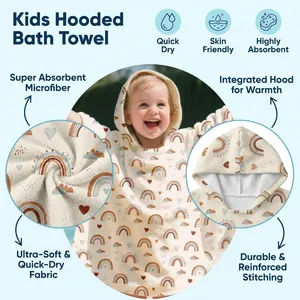 Kids Microfiber Surf Hooded Poncho Beach Towel