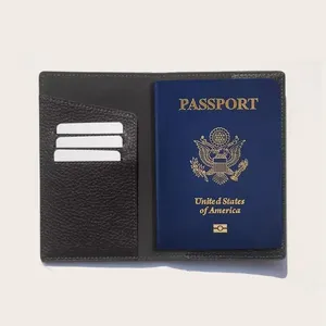 Leather Travel Organizer Passport Book Cover with RFID Card Wallet