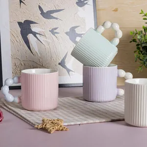 Minimalist Bone China Coffee Mug with Pearl Handle, 340ml