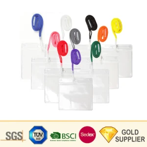 Waterproof RF-Blocking Clear PVC/Leather/Metal ID Card Holder with Lanyard