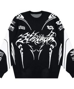Custom Logo Men's Cotton Knit Jacquard Graphic Winter Sweater Pullover