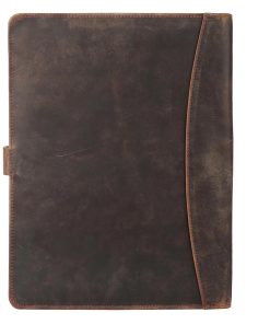 Vintage A4 PU Leather Conference Folder with Magnetic Snap Closure Stamp Printed Holds Documents-Custom Colors Available