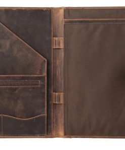 Vintage A4 PU Leather Conference Folder with Magnetic Snap Closure Stamp Printed Holds Documents-Custom Colors Available